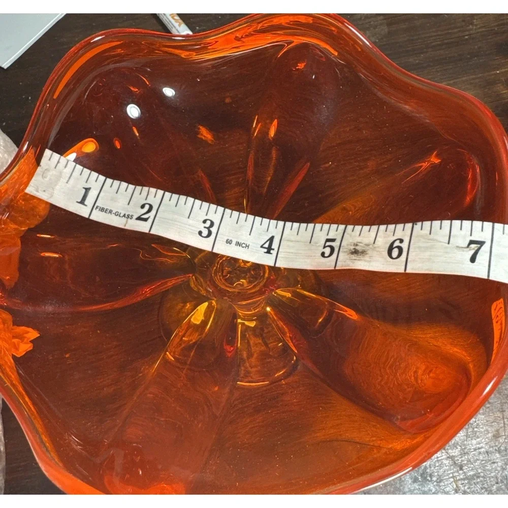 1960's Mid Century Viking Epic 6‎ Petal Persimmon Handkerchief Vase & Bowl